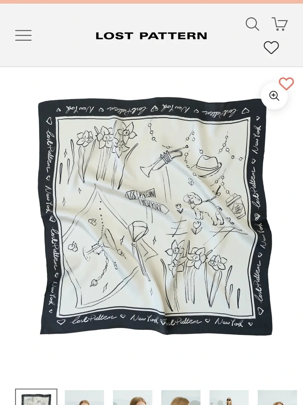 Lost Pattern Classic Black & White silk Scarf -